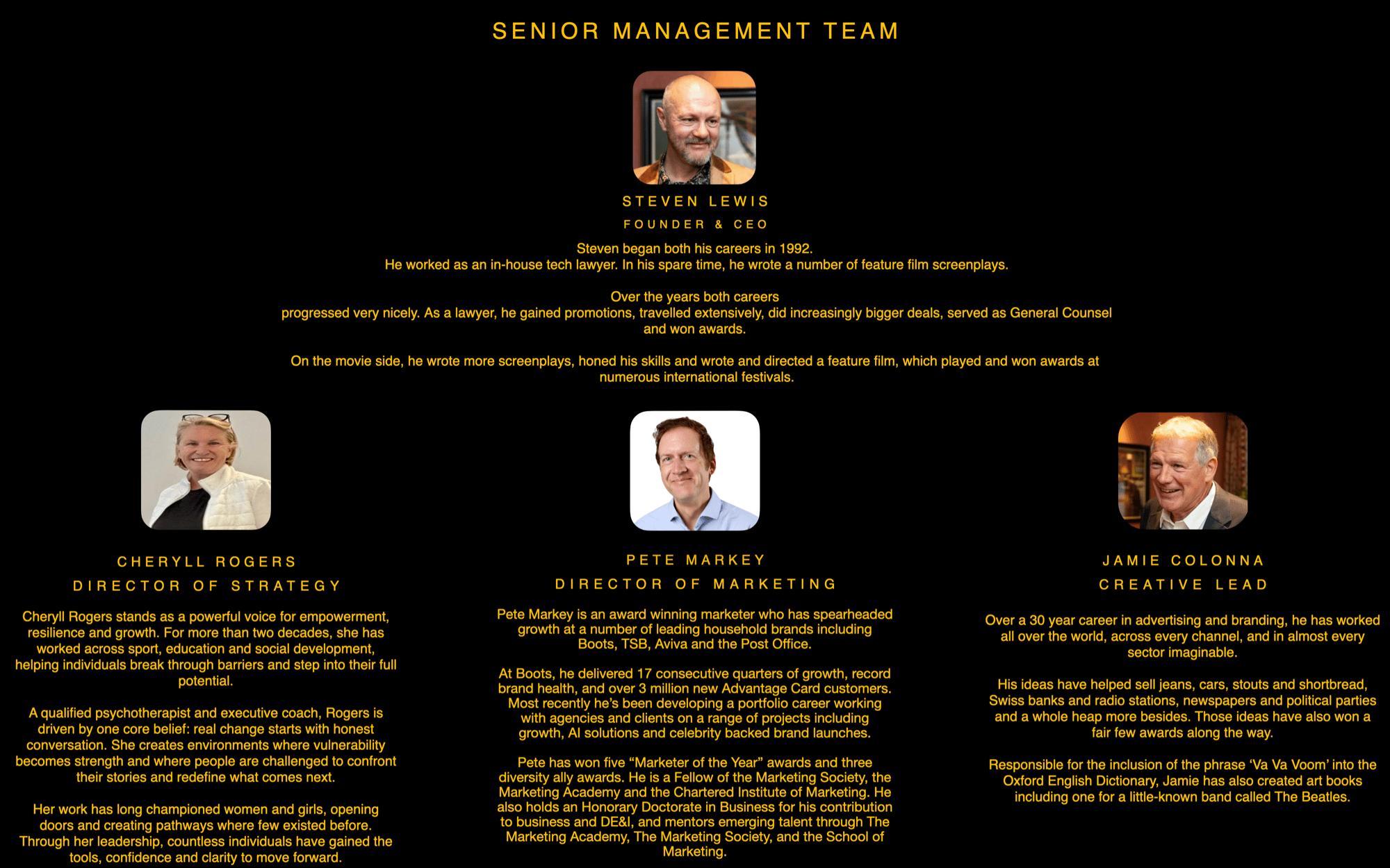 Senior Management Team Senior Management Team