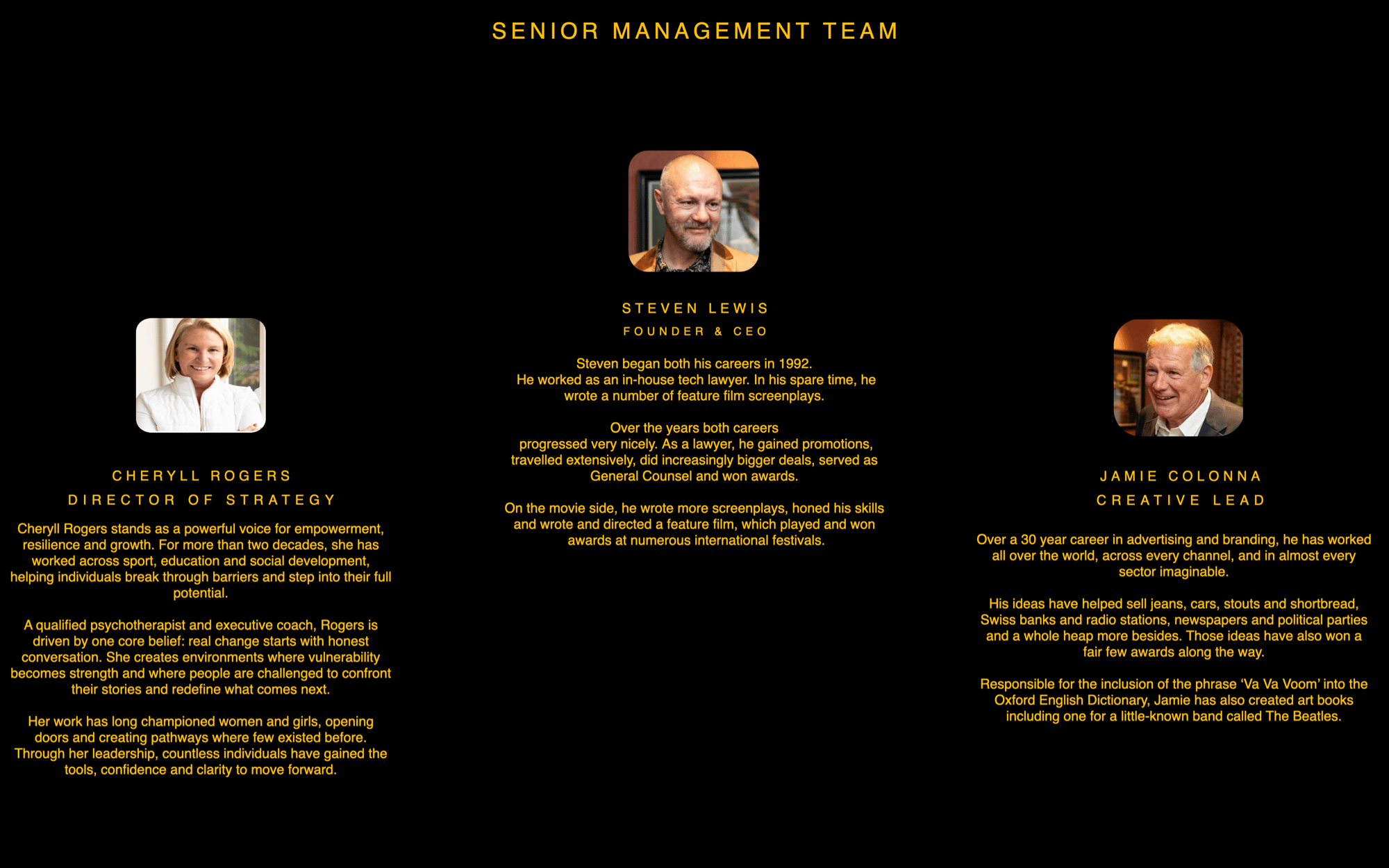 Senior Management Team Senior Management Team